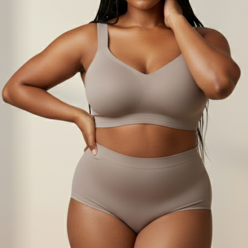 Plus Size Seamless Push Up Bra Wireless Cross Back Support Full Coverage Smoothing T Shirt Bra for All Day Everyday Wear